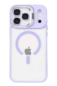 Apple iPhone 17 Pro Remim Lensli Magsafe Standlı Kapak - Lila