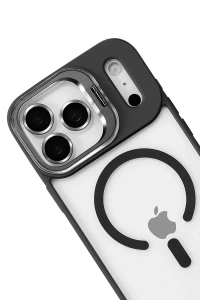 Apple iPhone 17 Pro Remim Lensli Magsafe Standlı Kapak - Siyah