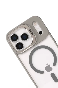 Apple iPhone 17 Pro Remim Lensli Magsafe Standlı Kapak - Titan Gri