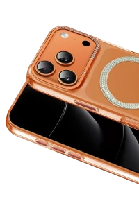 Apple iPhone 17 Pro Tash Diamond Magsafe Kapak - Turuncu