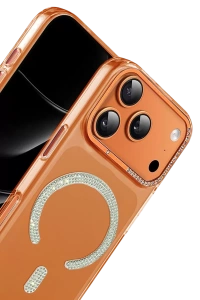 Apple iPhone 17 Pro Tash Diamond Magsafe Kapak - Turuncu