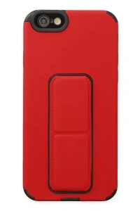 Apple iPhone 6 Kılıf Mega Standlı Silikon - Kırmızı