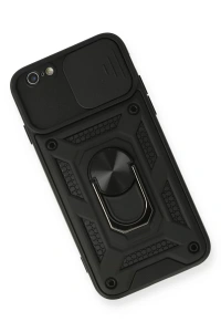 Apple iPhone 6 Kılıf Pars Lens Yüzüklü Silikon - Siyah