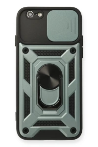 Apple iPhone 6 Kılıf Pars Lens Yüzüklü Silikon - Yeşil