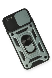Apple iPhone 6 Kılıf Pars Lens Yüzüklü Silikon - Yeşil