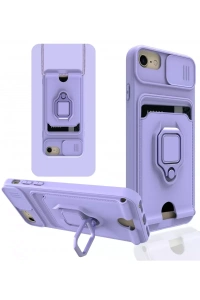 Apple iPhone 6 Kılıf Zuma Kartvizitli Yüzüklü Silikon - Lila