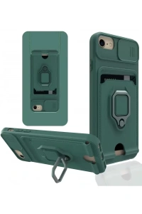 Apple iPhone 6 Kılıf Zuma Kartvizitli Yüzüklü Silikon - Yeşil