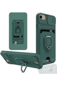 Apple iPhone 6 Kılıf Zuma Kartvizitli Yüzüklü Silikon - Yeşil