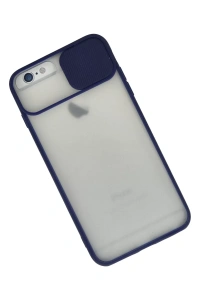 Apple iPhone 6 Plus Kılıf Palm Buzlu Kamera Sürgülü Silikon - Lacivert