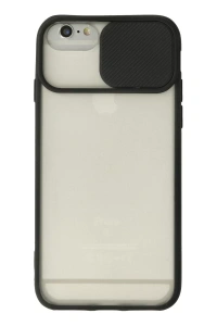 Apple iPhone 6 Plus Kılıf Palm Buzlu Kamera Sürgülü Silikon - Siyah