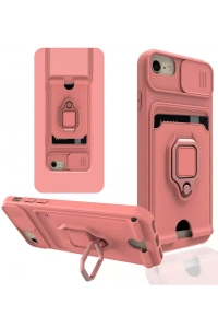Apple iPhone 7 Kılıf Zuma Kartvizitli Yüzüklü Silikon - Pembe