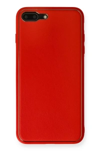 Apple iPhone 7 Plus Kılıf Coco Deri Silikon Kapak - Kırmızı