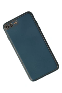 Apple iPhone 7 Plus Kılıf Coco Deri Silikon Kapak - Mavi