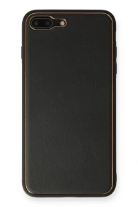 Apple iPhone 7 Plus Kılıf Coco Deri Silikon Kapak - Siyah