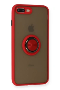 Apple iPhone 7 Plus Kılıf Montreal Yüzüklü Silikon Kapak - Kırmızı