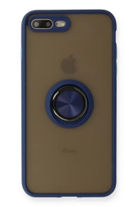 Apple iPhone 7 Plus Kılıf Montreal Yüzüklü Silikon Kapak - Lacivert