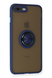 Apple iPhone 7 Plus Kılıf Montreal Yüzüklü Silikon Kapak - Lacivert