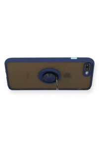Apple iPhone 7 Plus Kılıf Montreal Yüzüklü Silikon Kapak - Lacivert