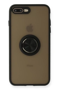 Apple iPhone 7 Plus Kılıf Montreal Yüzüklü Silikon Kapak - Siyah