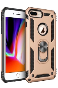 Apple iPhone 7 Plus Kılıf Sofya Yüzüklü Silikon Kapak - Gold