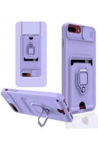 Apple iPhone 7 Plus Kılıf Zuma Kartvizitli Yüzüklü Silikon - Lila