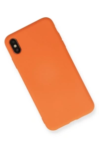 Apple iPhone X Kılıf Nano içi Kadife Silikon - Turuncu