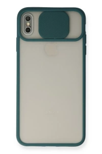 Apple iPhone X Kılıf Palm Buzlu Kamera Sürgülü Silikon - Yeşil