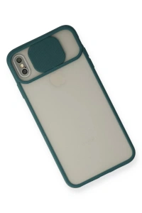 Apple iPhone X Kılıf Palm Buzlu Kamera Sürgülü Silikon - Yeşil