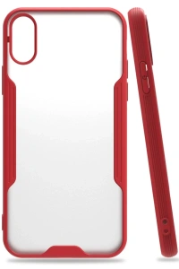 Apple iPhone X Kılıf Platin Silikon - Kırmızı