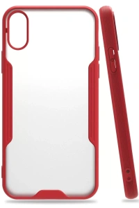 Apple iPhone X Kılıf Platin Silikon - Kırmızı