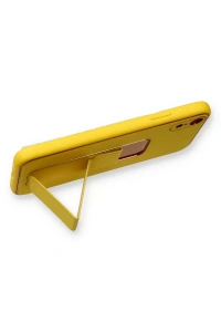Apple iPhone XR Kılıf Coco Deri Standlı Kapak - Sarı
