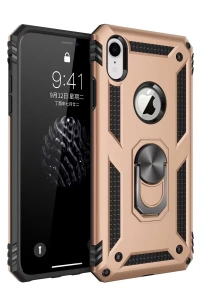 Apple iPhone XR Kılıf Sofya Yüzüklü Silikon Kapak - Gold