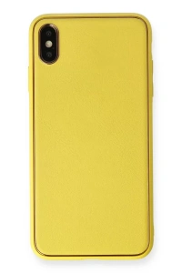 Apple iPhone XS Max Kılıf Coco Deri Silikon Kapak - Sarı