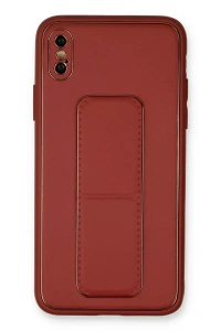 Apple iPhone XS Max Kılıf Coco Deri Standlı Kapak - Fuşya