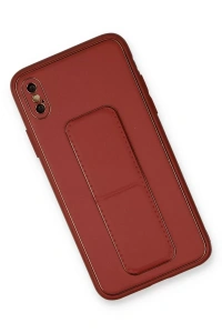 Apple iPhone XS Max Kılıf Coco Deri Standlı Kapak - Fuşya