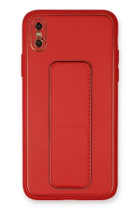 Apple iPhone XS Max Kılıf Coco Deri Standlı Kapak - Kırmızı