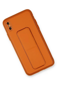 Apple iPhone XS Max Kılıf Coco Deri Standlı Kapak - Turuncu