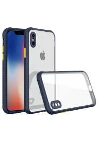 Apple iPhone XS Max Kılıf Miami Şeffaf Silikon - Lacivert