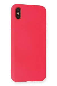 Apple iPhone XS Max Kılıf Nano içi Kadife Silikon - Koyu Pembe