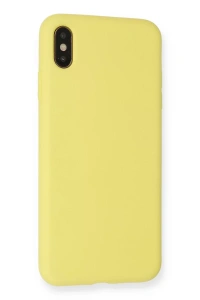 Apple iPhone XS Max Kılıf Nano içi Kadife Silikon - Mat Sarı