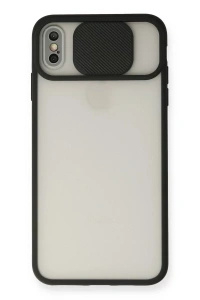 Apple iPhone XS Max Kılıf Palm Buzlu Kamera Sürgülü Silikon - Siyah