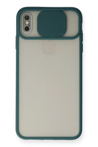 Apple iPhone XS Max Kılıf Palm Buzlu Kamera Sürgülü Silikon - Yeşil