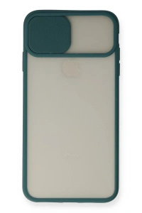 Apple iPhone XS Max Kılıf Palm Buzlu Kamera Sürgülü Silikon - Yeşil