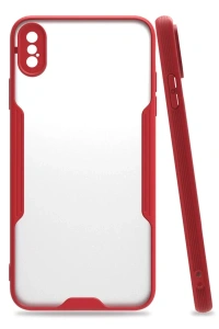 Apple iPhone XS Max Kılıf Platin Silikon - Kırmızı