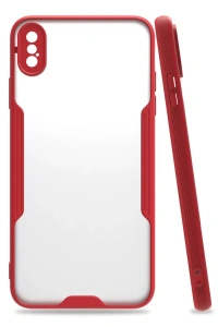 Apple iPhone XS Max Kılıf Platin Silikon - Kırmızı
