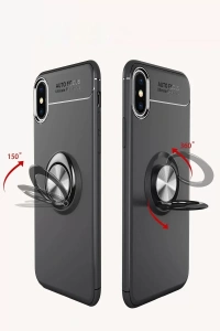 Apple iPhone XS Max Kılıf Range Yüzüklü Silikon - Mavi