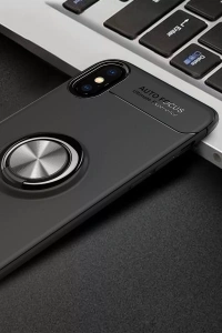 Apple iPhone XS Max Kılıf Range Yüzüklü Silikon - Siyah