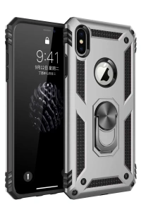 Apple iPhone XS Max Kılıf Sofya Yüzüklü Silikon Kapak - Gümüş