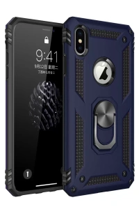 Apple iPhone XS Max Kılıf Sofya Yüzüklü Silikon Kapak - Lacivert