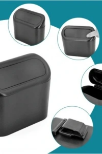 Araba Çöp Kutusu Kapaklı Organize Siyah Renk